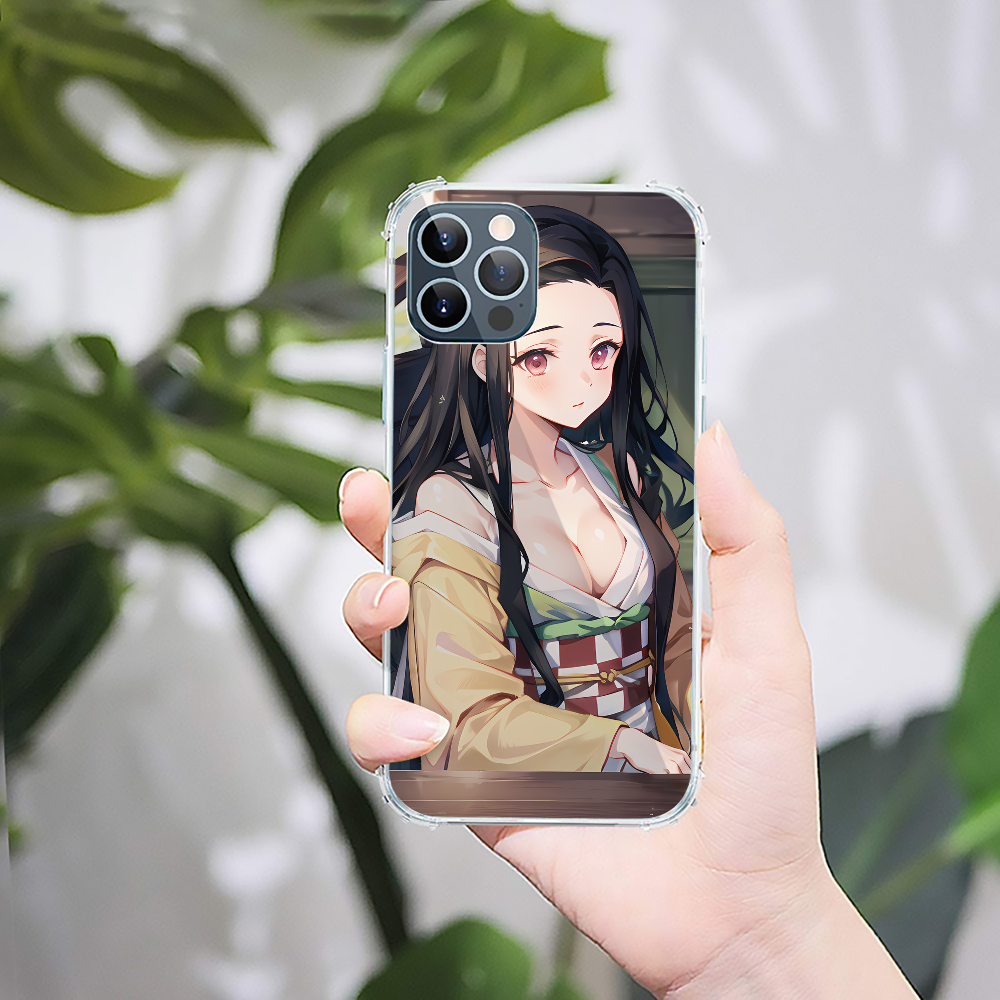（画像用） 鬼滅の刃（きめつのやいば）竈門 禰󠄀豆子／かまど ねずこ Kamado Nezuko 【iPhone 12シリーズ対応】透明スマホケース（クリアソフトケース）